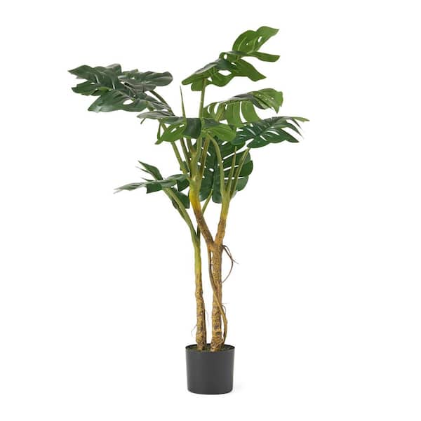 Unbranded Realistic 4 ft. Artificial Monstera Tree in Pot, Faux Decorative Plant for Indoor Outdoor Decorative, Easy Maintenance
