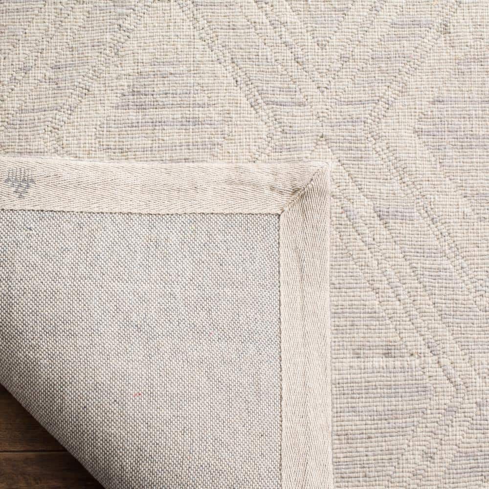 Ivory Geometric Handwoven Wool Area Rug 10' x 14'