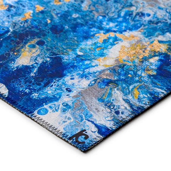 Karina Blue 1 ft. 8 in. x 2 ft. 6 in. Geometric Indoor/Outdoor Area Rug