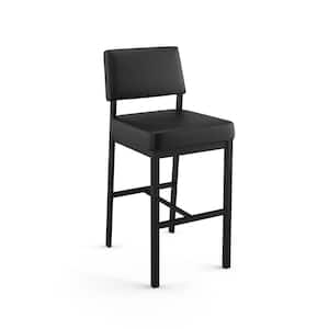 Avery 30 in. Black Faux Leather/Black Metal Bar Stool