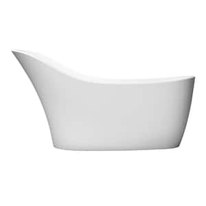 Moray 67 in. x 30 in. Highback Solid Surface Stone Resin Flatbottom Freestanding Soaking Bathtub in Matte White
