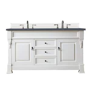 Brookfield 60 in. W x 23.5 in. D x 34.3 in. H Double Bath Vanity in Bright White with Quartz Top in Charcoal Soapstone