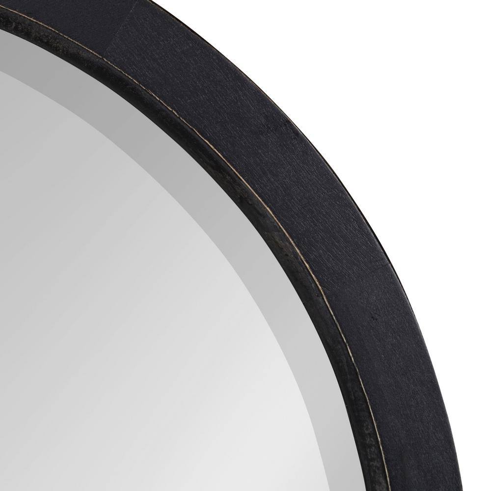 18-Inch Round Black Poplar Wood Bathroom Vanity Mirror