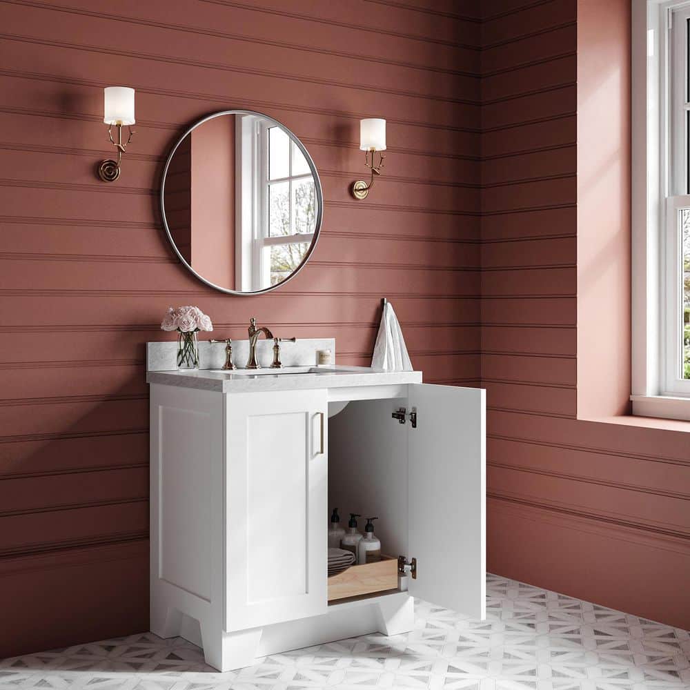 Ariel White Marble Top Single Sink Vanity