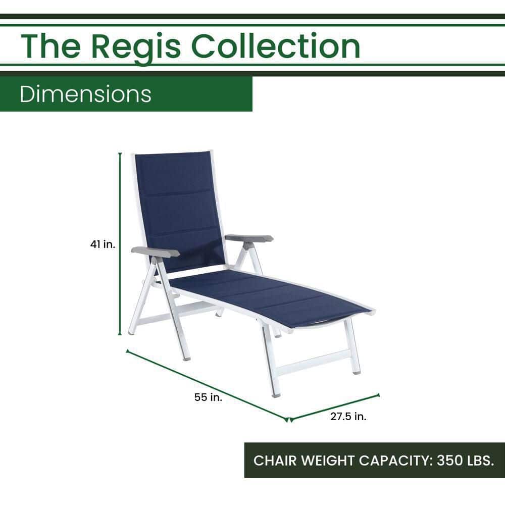 Regis White and Blue Aluminum Padded Sling Chaise Lounge