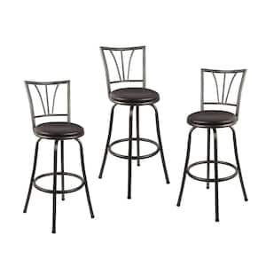 Stetson 36 in. Dark Brown Cushioned Adjustable Height Swivel Bar Stool (Set of 3)