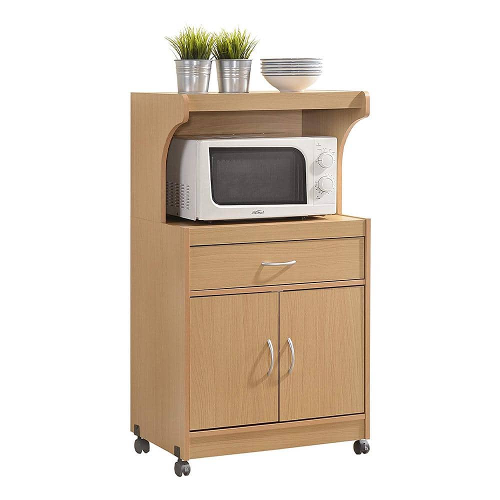 HODEDAH IMPORT Microwave Kitchen Cart with Wheels Storage Shelf Gray HIK72 GREYOAK