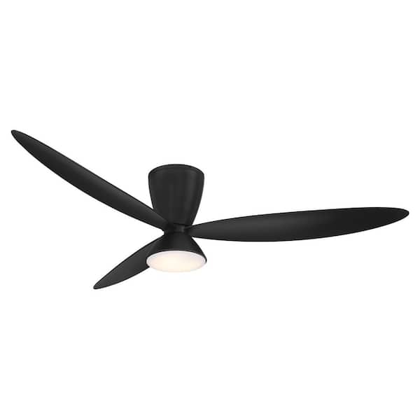 Hourglass 58 in. Indoor Coal Black Low Profile Flush Mount Ceiling Fan with Integrated LED and Remote Control Included