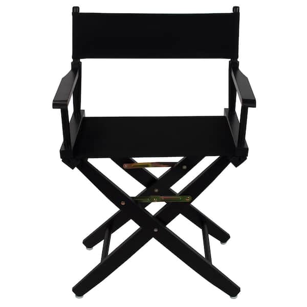 American Trails 18 in. Extra-Wide Black Wood Frame/Black Canvas Seat Folding Directors Chair