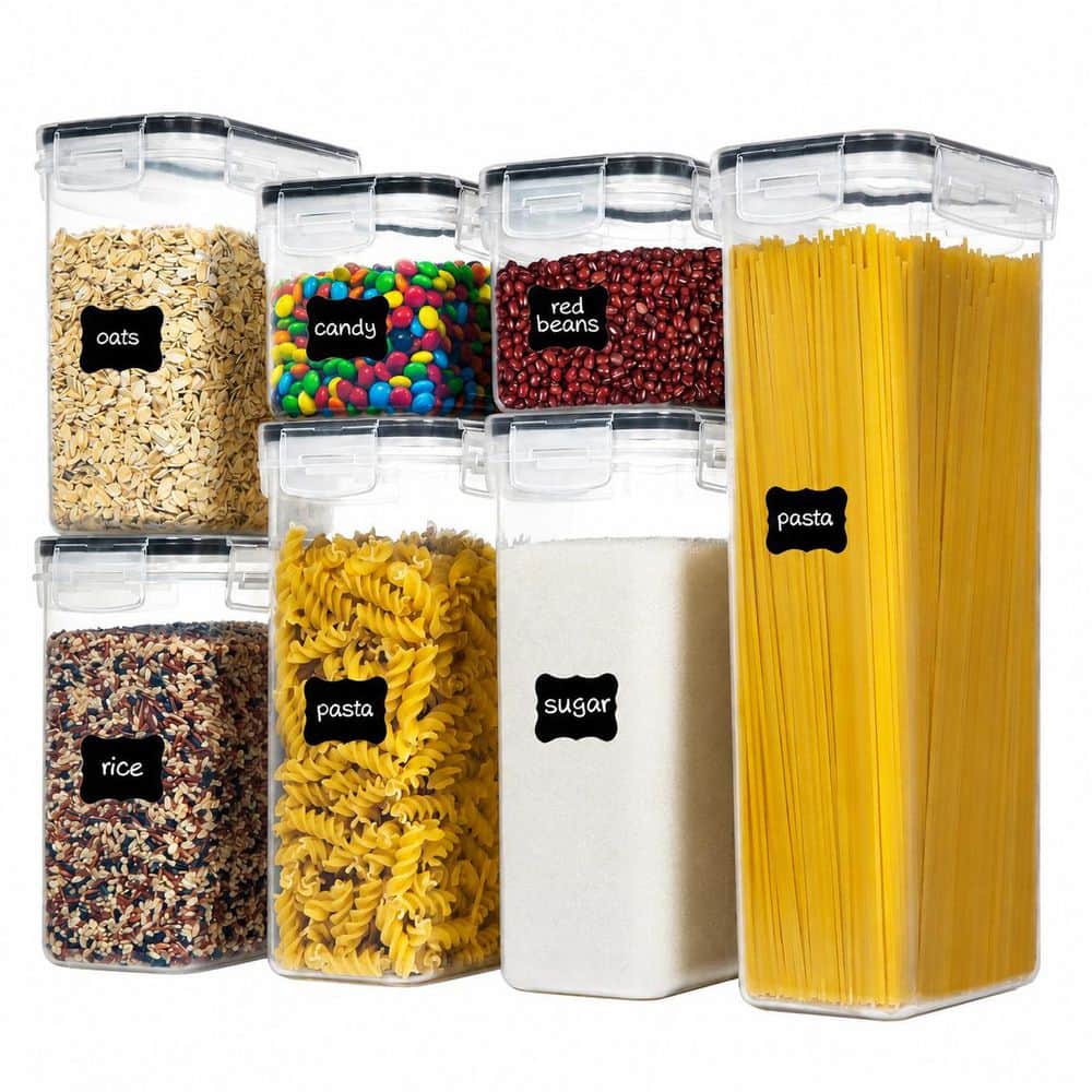 7-Piece Airtight Clear BPA-Free Plastic Kitchen Canister Storage Set for Pantry Organization price history on PriceWatchPro