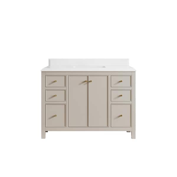 Chicago 48 in. Single Sink Freestanding Fine Grain Bath Vanity with White Qt. Top Unassembled