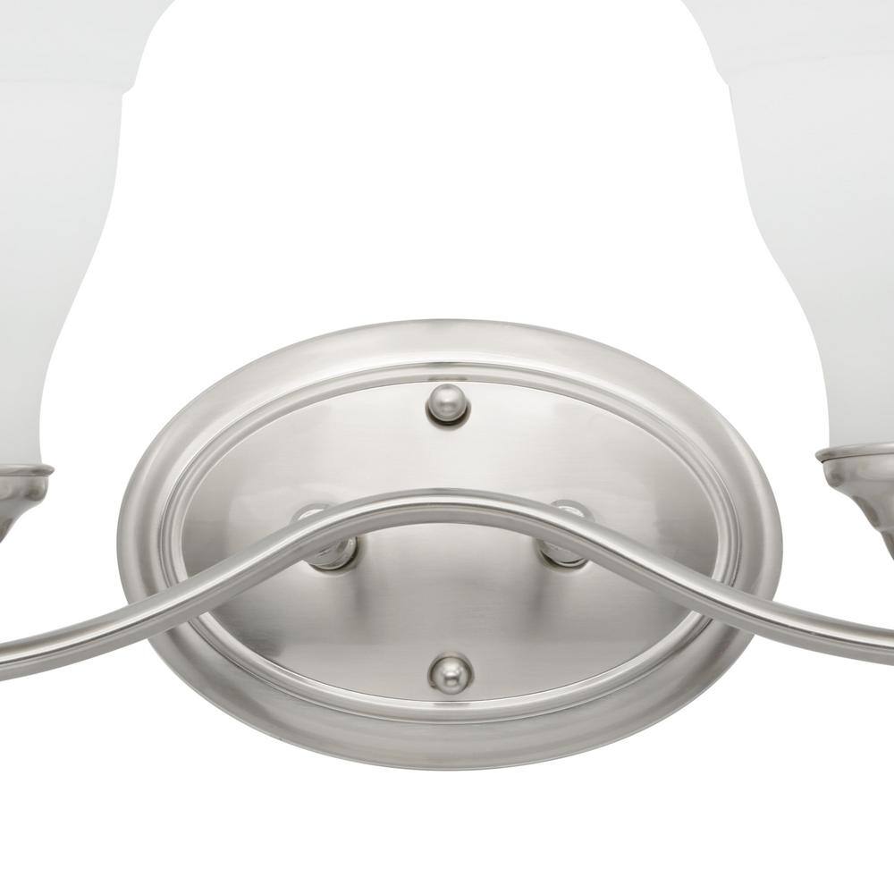 Trinity Brushed Nickel 2-Light Bath Vanity with Etched Glass Shades