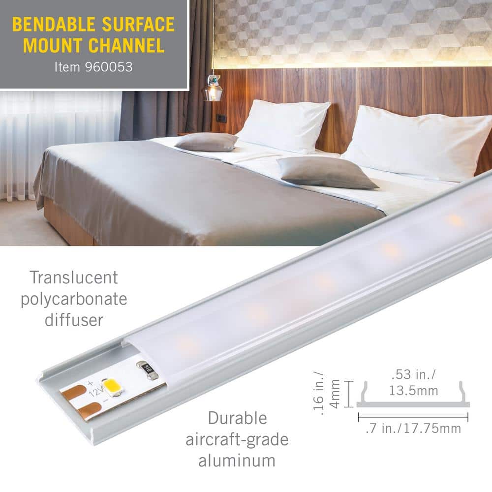 Silver Bendable Surface Mount LED Tape Light Channel 5-Pack