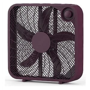 20 in. 3 Speed Portable Box Fan in Dark Purple with High-Power Heat Dissipation