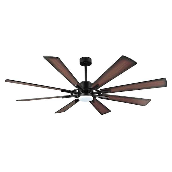 MLiAN 80 in. Indoor Black and Walnut Standard Ceiling Fan with Integrated LED