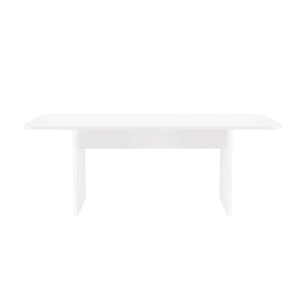 Ella 78.7" Pure White Composite Rectangular Dining Table