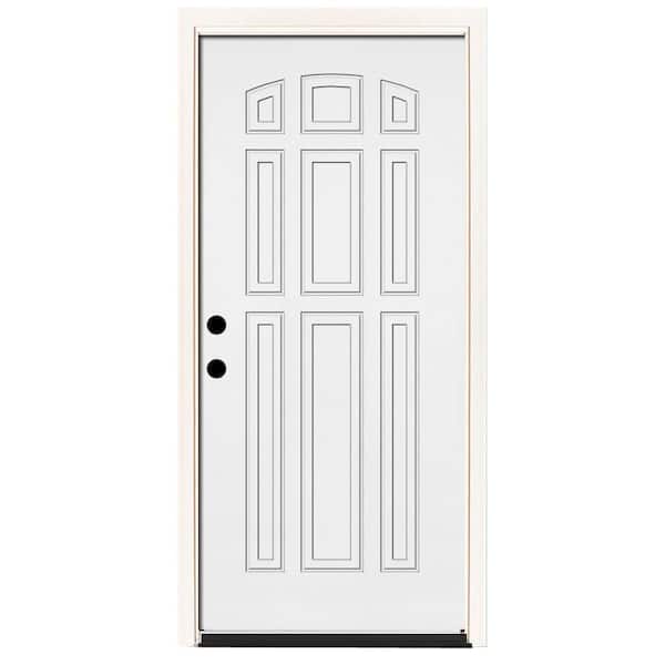 Steves & Sons 32 in. x 80 in. Element Series 9-Panel White Primed Steel Prehung Front Door with Right-Hand Inswing w/ 4-9/16 in. Frame