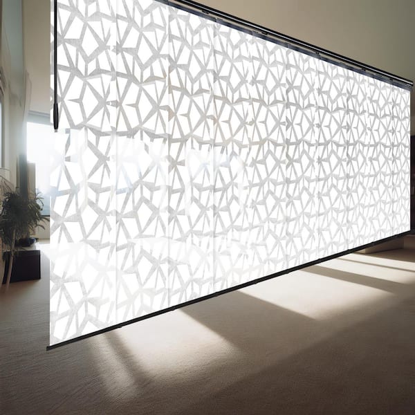 EMOH Snowdrops 120 in. - 218 in. W x 94 in. L Adjustable 10-Panel Black Double Rail Panel Track with 23.5 in. Slates