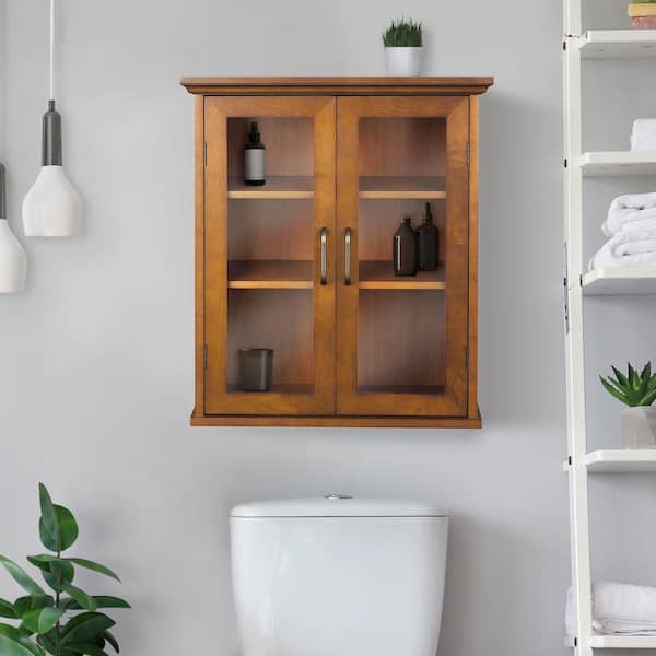 Elegant Home Fashions Avery 20.5-in W x 24-in H x 8.5-in D Oil Oak Bathroom Wall Cabinet Elegant Home Fashions Avery 20.5-in W x 24-in H x 8.5-in D Oil Oak Bathroom Wall Cabinet