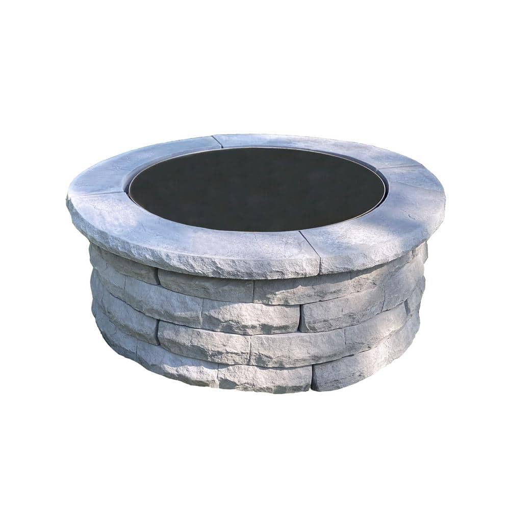 Nantucket Pavers Ledgestone 47 in. x 18 in. Round Concrete Wood Fuel Fire Pit Ring Kit Gray -  72011