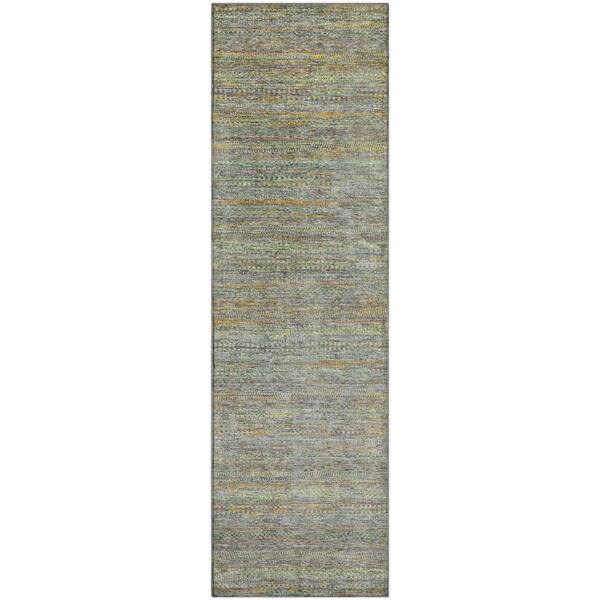 Mayfield Premium Machine Washable Abstract AMF2148 Gray 2 ft. x 7 ft. Runner Rug