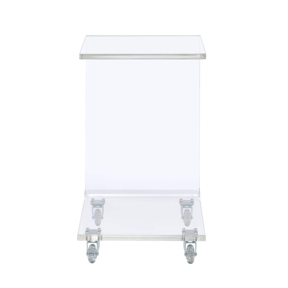 Clear Acrylic Rectangular Snack Table with Removable Casters
