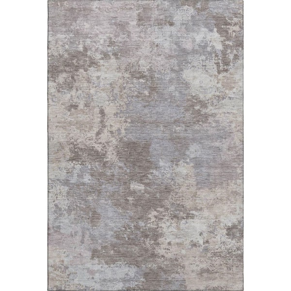 Mayfield Premium Machine Washable Abstract AMF2364 Taupe 3 ft. x 5 ft. Area Rug