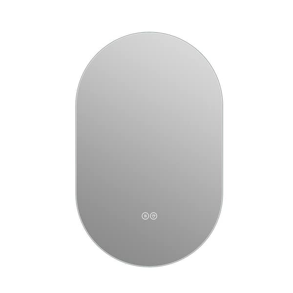 30 in. W x 48 in. H Oval Frameless Wall Bathroom Vanity Mirror in Silver with LED Touch Screen and 3 Colors Dimmable