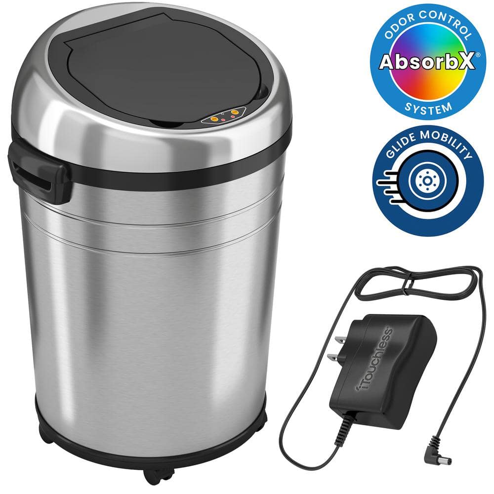 iTouchless 18 Gal. / 68 Liter Stainless Steel Oval Household Metal