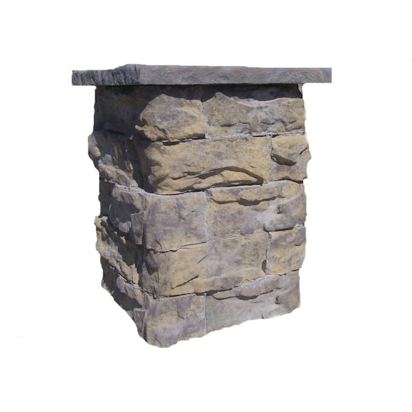 Natural Concrete Products Co 36 in. Concrete Tall Fossill Limestone Column Kit with Top Cap