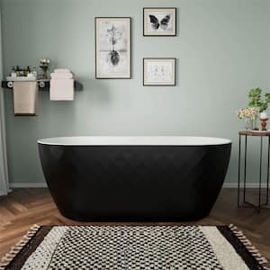 59 in. x 28 in. Acrylic Flat Bottom Non-Whirlpool Soaking Bathtub in Black