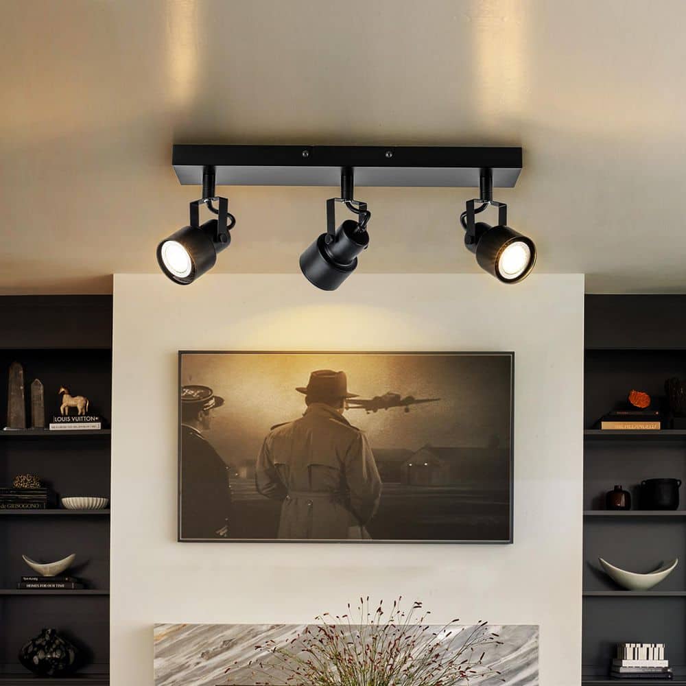 Harper 16.5 in. 3-Light Matte Black Rectangle Industrial Flush Mount Ceiling Light for Living Room Dining Room Foyer price history on PriceWatchPro