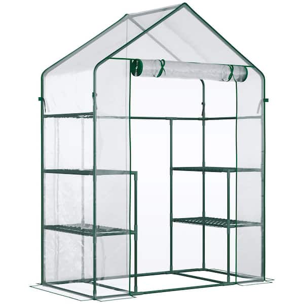 Sudzendf 56.00 in. W x 28.75 in. D x 76.75 in. H Clear Portable Mini Walk-in Greenhouse with 3 Tier Shleves, Roll-Up Door