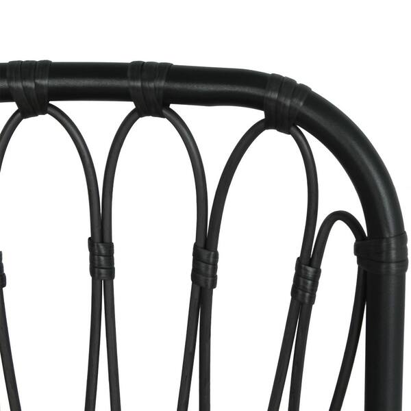 Black PE Wicker Outdoor Dining Chairs with Washable Gray