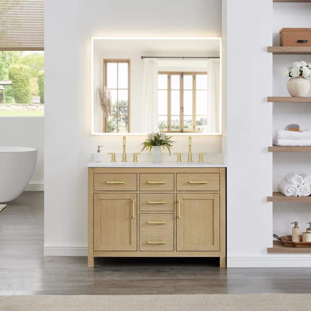 Beckett 48 in. Double Freestanding Whitewashed Oak Bath Vanity with Top price history on PriceWatchPro