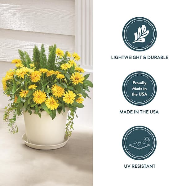 Vigoro Antonella Large Cottage Stone Plastic Planter with Drainage