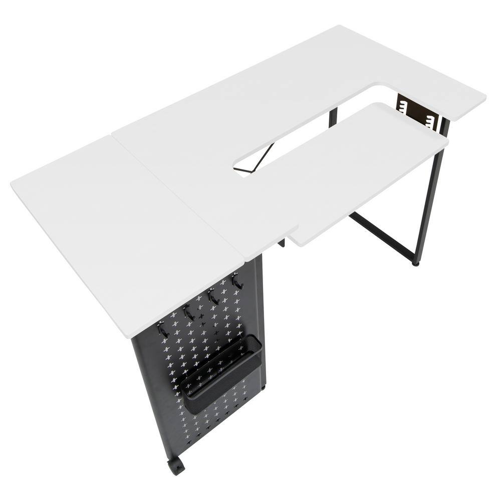 Graphite Black Pivot Sewing Table with Swingout Storage Panel