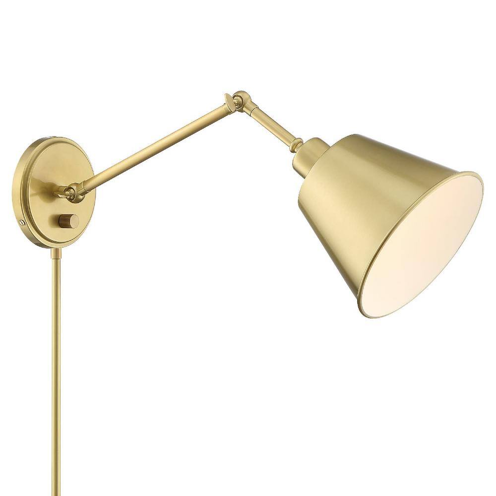 Aged Brass Adjustable Arm Dimmable Wall Sconce