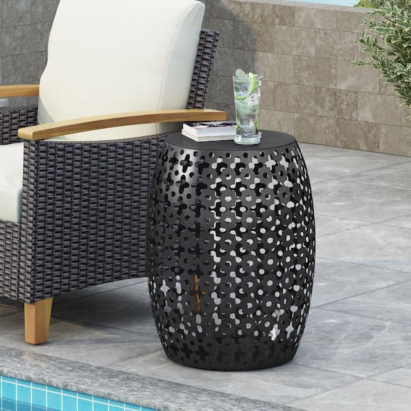 Metal barrel deals side table