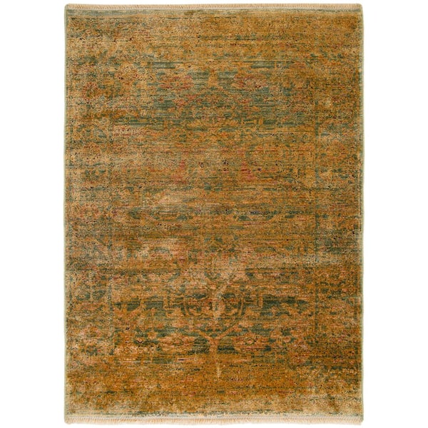 Nourison Luxurious Olive 2 ft. x 3 ft. Distressed Traditional Area Rug