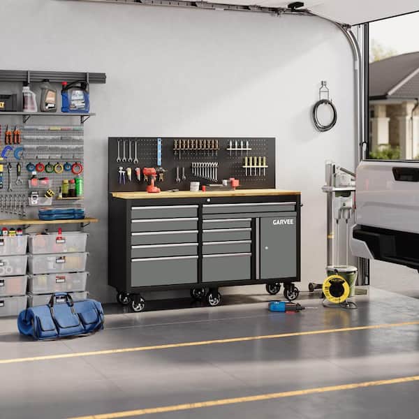 PioneerWorks 60 in Heavy-Duty Rolling Tool Chest Workbench - 10