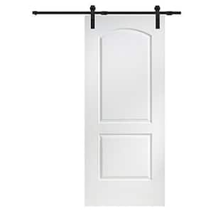 32 in. x 80 in. Primed Molded MDF Caiman Sliding Barn Door with Hardware Kit