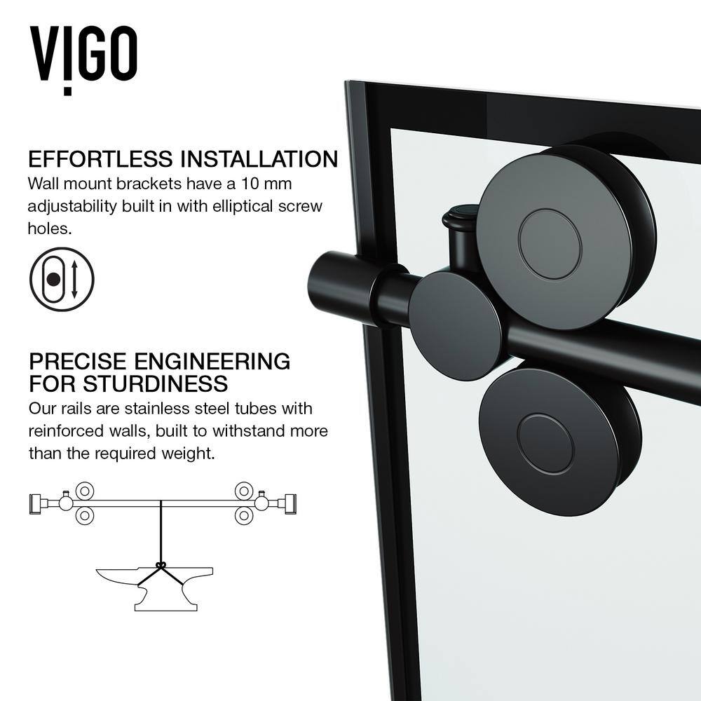Elan 56-60" Matte Black Frameless Sliding Shower Door with Clear Glass