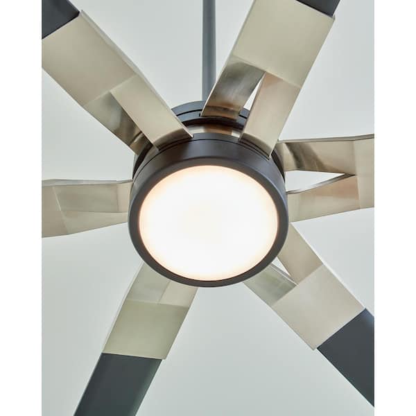Generation Lighting - Loft 96 in. Integrated LED Indoor/Outdoor Midnight Black Ceiling Fan with Aluminum Blades, DC Motor and Remote Control