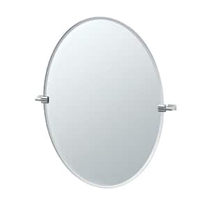 Bleu 28 in. W x 32 in. H Frameless Oval Bathroom Vanity Mirror in Chrome