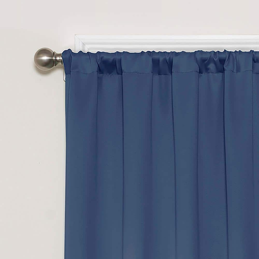 Indigo Blackout Thermal Rod Pocket Window Curtains, 37 x 84 Inch