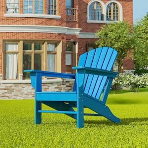 Mason Pacific Blue Poly Plastic Outdoor Patio Classic Adirondack Chair, Fire Pit Chair