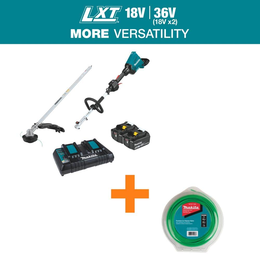 LXT 18V X2 (36V) Brushless Couple Shaft Power Head Kit with Trimmer Attachment with Round Trimmer Line -  Makita