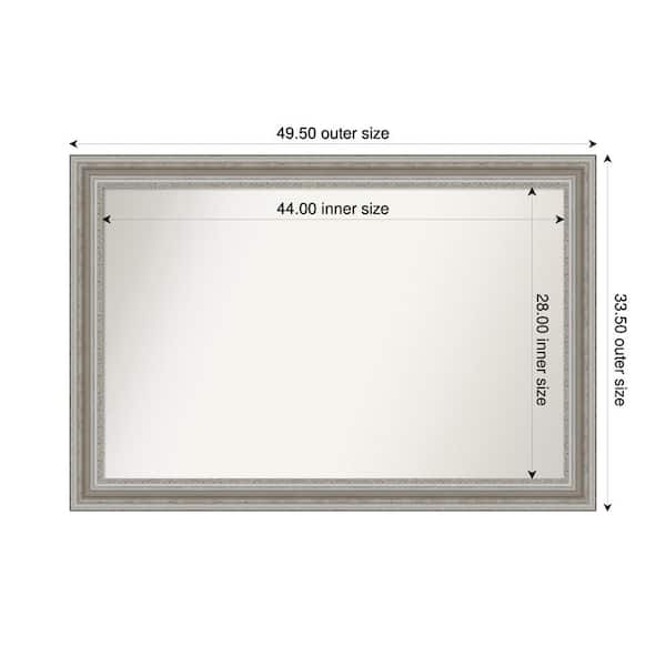 Amanti Art Parlor Silver 49.5 in. x 33.5 in. Custom Non-Beveled Recycled Polystyrene Framed Bathroom Vanity Wall Mirror