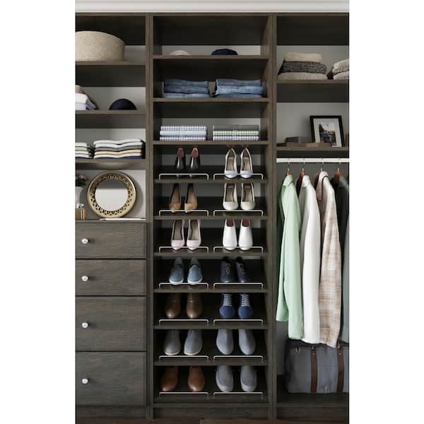 14 in. D x 25.375 in. W x 84 in. H White Shoe Storage Tower Wood Closet  System Kit